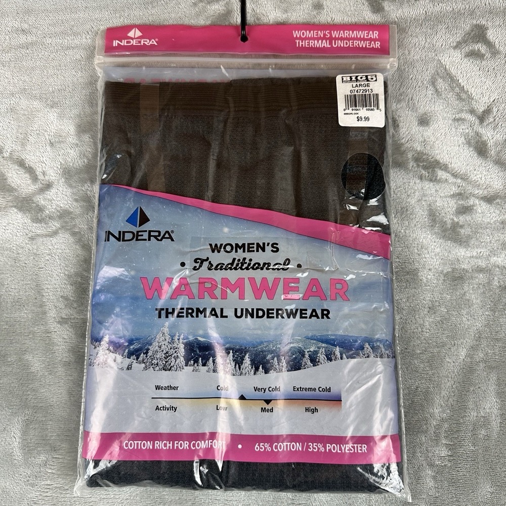 Indera Traditional Warmwear Thermal Underwear Pants Women's L Black NEW